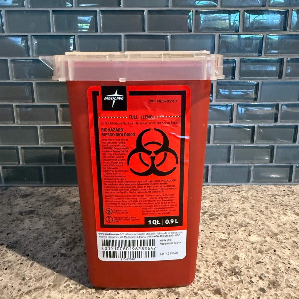 Red Biohazard Waste Container